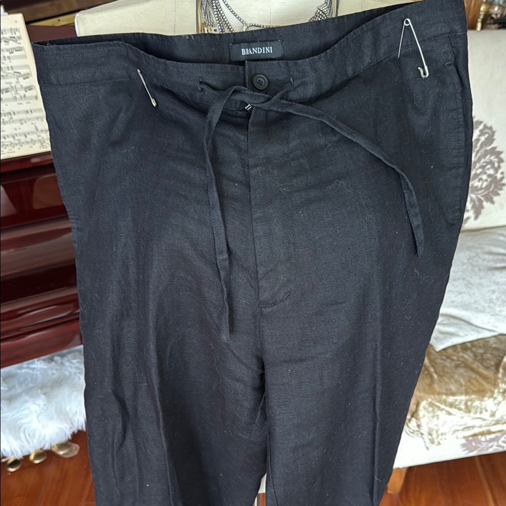 100linen Black Men's Pants